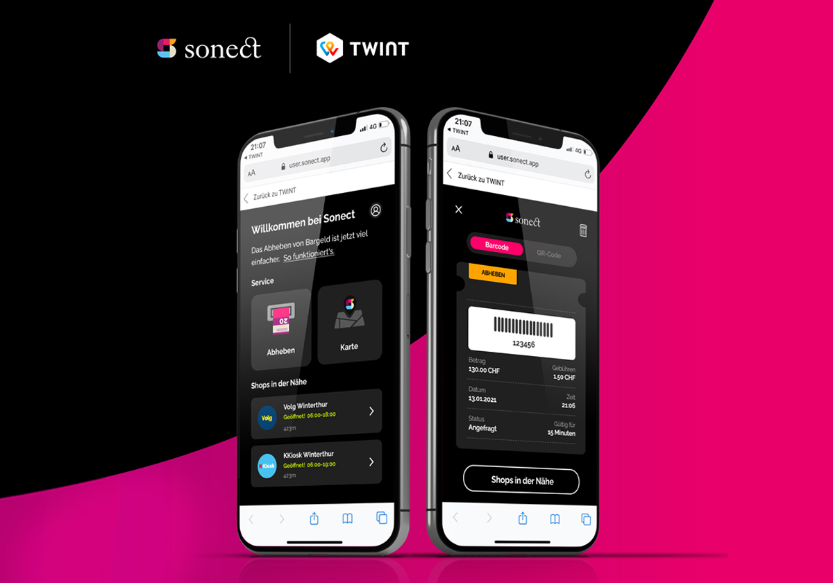 Bargeld abheben mit der SONECT App oder TWINT