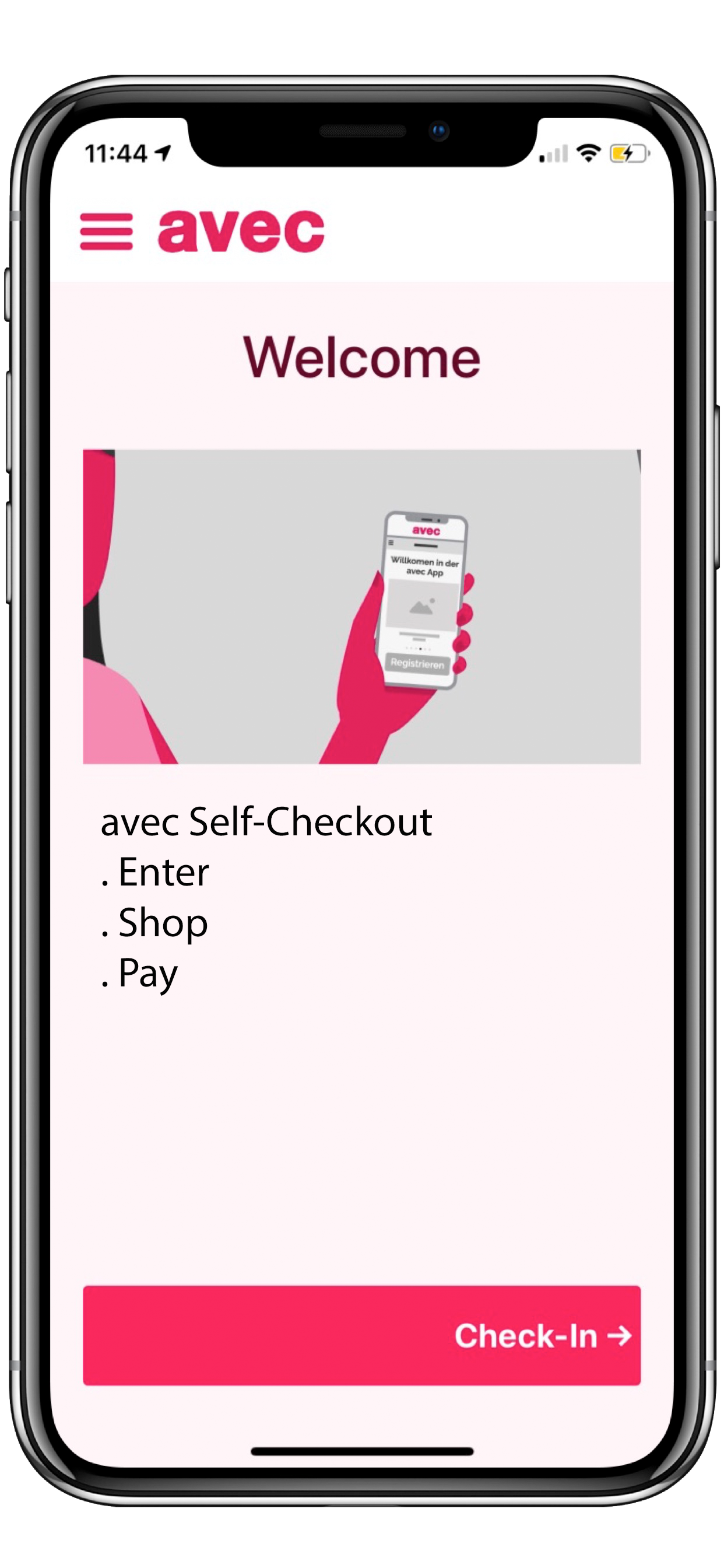 avec app: Enter, shop and pay